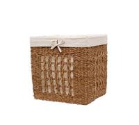 Arthur Cameron - Balu Seagrass Organiser Basket - Artisanal Woven Storage Basket with Removable Cotton Lining, Handcrafted Rectangular Storage for Shelves, Cupboards & Home Organisation (Medium)