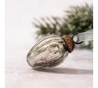 Arthur Cameron - Bauble Set of 6 - Small 1" Crackle Glass Pinecone Ornaments - Hand-Blown Christmas Tree Decorations (Smoke)