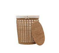 Arthur Cameron - Bhodra Oval Seagrass Laundry Basket with Lid & Cotton Lining - This Laundry Basket with Removable Liner is Perfect as a Round Laundry Hamper for Bathroom (Large)