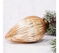 Arthur Cameron Christmas Glass Pinecone Hanging Decorations | Xmas Pine Ornament Bauble (4", Champagne)