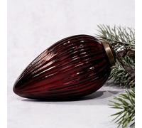 Arthur Cameron Christmas Glass Pinecone Hanging Decorations | Xmas Pine Ornament Bauble (4", Wine)