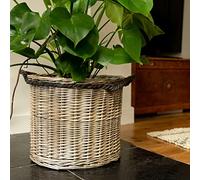 Arthur Cameron - Circular Round Lined Wicker Laundry Basket, with Rope Handles, Perfect as a Planter for Living Room Decor & Toy Storage for Children (Medium)