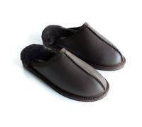 Arthur Cameron - Deluxe Men’s ‘Michael’ Sheepskin Lined Slipper Mule - These Brown Leather Suede Slippers Make an Ideal Gift for Him