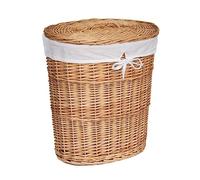 Arthur Cameron - Deluxe Oval Wicker Laundry Basket with lid - This Woven Storage Basket is Perfect for Bathroom Storage as well as Storing Blankets & Clothes in Bedroom (Large, Natural)
