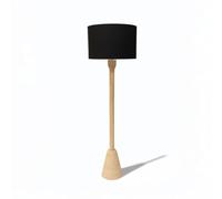 Arthur Cameron - Downend -Carved Wooden Floor Lamp with Black Cotton Shade - This Rustic Floor Standing Lamp is Perfect for Illuminating Any Bedroom, Living Room, Office, Workspace or Hallway