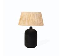 Arthur Cameron - Easton Living Room Lamp Handmade from Sandblasted Black-Stained Mango Wood with a Delicate Raffia Shade - This Table lamp is Ideal for Any Console, Coffee Table or Sideboard (Large)