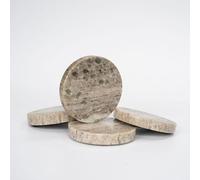 Arthur Cameron - Eren, Brown Circular Marble Coasters | Eren Set of 4 Round Brown Marble Coasters, Handcrafted Natural Stone, 10cm