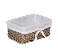 Arthur Cameron - Extra Small Wicker Basket with Lining, Hand-crafted Small Wicker Tray - Wicker Storage Tray, Small Storage Basket, Wicker Storage Basket, Organiser Tray (Antique Wash)