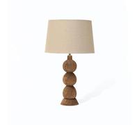 Arthur Cameron - Frampton Table Lamp Made from Mango Wood with a Beige Linen Drum Shade - This Table Lamp is Perfect for Any Coffee Table, Bedside Table, Console Table or Desk. (Large)