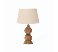 Arthur Cameron - Frampton Table Lamp Made from Mango Wood with a Beige Linen Drum Shade - This Table Lamp is Perfect for Any Coffee Table, Bedside Table, Console Table or Desk. (Small)