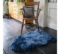 Arthur Cameron - Genuine Double-Fleece Sheepskin Rug with a Natural Suede Backing - Non-Allergenic, Extra Thick & Dense Wool with a Soft, Fluffy Texture (Navy, Single 95x60cm)