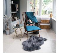Arthur Cameron - Genuine Double-Fleece Sheepskin Rug with a Natural Suede Backing - Non-Allergenic, Extra Thick & Dense Wool with a Soft, Fluffy Texture (Charcoal, Single 95x60cm)