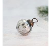 Arthur Cameron - Handmade, Mouth-blown 1" Ribbed Glass Mini Baubles with Bronze Cap, Ribbon & Organza Bag - Elegant Small Christmas Baubles & Christmas Hanging Decorations (Slate)