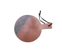 Arthur Cameron - Handmade Round Marble Chopping Board/Serving Platter with Built-in Handle and Leather Strap - Functional Kitchen Decor, Perfect as a Small Cutting Board or Cheese Board (Pink)
