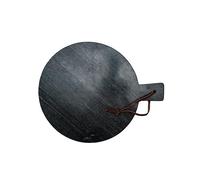 Arthur Cameron - Handmade Round Marble Chopping Board/Serving Platter with Built-in Handle and Leather Strap - Functional Kitchen Decor, Perfect as a Small Cutting Board or Cheese Board (Black)