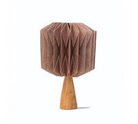Arthur Cameron - Ivar Rustic Geometric Desk Lamp with Cotton Shade and Mango Wood Base
