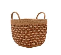 Arthur Cameron - Karatoya Square Seagrass Basket with Tapered Base - Handcrafted Square Storage Basket with Handles, Decorative Woven Organiser for Stylish Home Storage & Display (Medium)