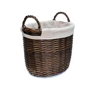 Arthur Cameron - Kintbury Oval Distilled Wicker Log Basket with Handles - Perfect Autumn Decor & Cosy Blanket Basket (Distilled Brown, Small)