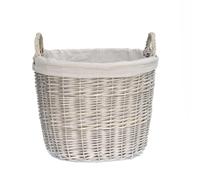 Arthur Cameron - Kintbury Oval Distilled Wicker Log Basket with Handles - Perfect Autumn Decor & Cosy Blanket Basket (Buff, Medium)