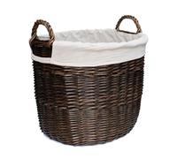 Arthur Cameron - Kintbury Oval Distilled Wicker Log Basket with Handles - Perfect Autumn Decor & Cosy Blanket Basket (Distilled Brown, Large)