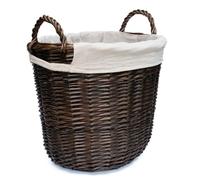 Arthur Cameron - Kintbury Oval Distilled Wicker Log Basket with Handles - Perfect Autumn Decor & Cosy Blanket Basket (Distilled Brown, Medium)
