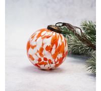 Arthur Cameron - Large Christmas Baubles - Handcrafted Cheena Glass Baubles & Elegant Xmas Decorations for the Festive Season (Tangerine)