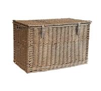 Arthur Cameron - Lightweight Wicker Storage Trunk, Handcrafted Storage Box with Lid & Leather Straps - Woven Chest, Basket, Wicker Basket with Lid (Antique Wash, Extra Large)