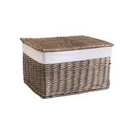 Arthur Cameron - Lined Wicker Hamper with Removable Lid & Cotton Lining - Perfect for Bathroom, Living Room or Bedroom Storage - Storage Basket with Lid, Large Storage Box (Antique Wash, Medium)