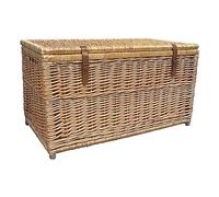 Arthur Cameron - Lucca Deluxe, Large Wicker Basket with Lid - Handcrafted Wicker Storage Basket with Legs & Sturdy Wooden Frame - Storage Trunk, Storage Chest (Large, Natural)