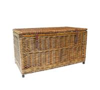 Arthur Cameron - Lucca Deluxe, Wicker Basket with Lid - Handcrafted Wicker Storage Basket with Legs & Sturdy Wooden Frame - Storage Trunk, Storage Chest (Distilled, Large)