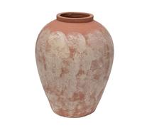Arthur Cameron - Marron Off-White Distressed Terracotta Urn - Hand-crafted and painted in India, this large vase is perfect as a floor or table piece in any living room, hallway or bedroom