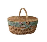 Arthur Cameron - Oval Willow, Small Picnic Basket with Handle, Dual-open Lid and Removable & Washable Cotton Lining - Classic, Traditional, Vintage, Mini Picnic Basket