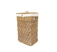 Arthur Cameron Padma Rectangular Seagrass Laundry Basket - Natural Home Decor Wash Basket for Bathroom Storage (Medium)