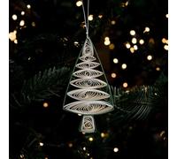 Arthur Cameron - Quilled Green & White Christmas Tree Hanging Decoration - Handmade Paper Quilling Holiday Ornament