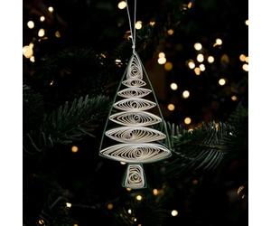Arthur Cameron - Quilled Green & White Christmas Tree Hanging Decoration - Handmade Paper Quilling Holiday Ornament