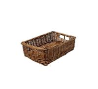 Arthur Cameron - Rectangular Shallow Wicker Storage Tray - Hand-woven by skilled artisans in Northern China, an organiser basket is the perfect home storage solution (Distilled Brown, Extra Small)