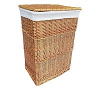 Arthur Cameron - Rectangular Wicker Laundry Basket with Lid & Removable Washable Cotton Lining - Laundry Hamper, Laundry Bin, Washing Basket with Lid (Medium, Natural)