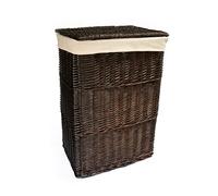 Arthur Cameron - Rectangular Wicker Laundry Basket with Lid & Removable Washable Cotton Lining - Laundry Hamper, Laundry Bin, Washing Basket with Lid (Large, Dark Coffee)