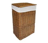 Arthur Cameron - Rectangular Wicker Laundry Basket with Lid & Removable Washable Cotton Lining - Laundry Hamper, Laundry Bin, Washing Basket with Lid (Medium, Distilled Brown)
