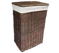 Arthur Cameron - Rectangular Wicker Laundry Basket with Lid & Removable Washable Cotton Lining - Laundry Hamper, Laundry Bin, Washing Basket with Lid (Antique Wash, Medium)