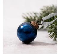 Arthur Cameron - Set of 6 1" Hand-Blown Crackle Glass Mini Christmas Baubles - 3cm Tiny Baubles with Bronze Caps & Organza Ties - Small Christmas Tree Decorations