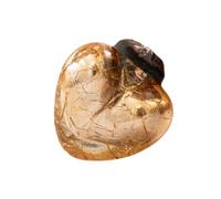 Arthur Cameron - Set of 6 Small 1" Crackle Glass Heart Baubles - Hand-Blown Christmas Baubles Perfect for Mini Christmas Tree Decorations & Rustic Xmas Decorations (Champagne)