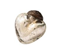 Arthur Cameron - Set of 6 Small 1" Crackle Glass Heart Baubles - Hand-Blown Christmas Baubles Perfect for Mini Christmas Tree Decorations & Rustic Xmas Decorations (Silver)