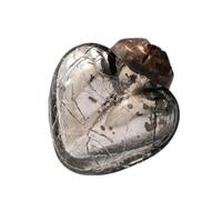 Arthur Cameron - Set of 6 Small 1" Crackle Glass Heart Baubles - Hand-Blown Christmas Baubles Perfect for Mini Christmas Tree Decorations & Rustic Xmas Decorations (Slate)