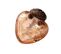 Arthur Cameron - Set of 6 Small 1" Crackle Glass Heart Baubles - Hand-Blown Christmas Baubles Perfect for Mini Christmas Tree Decorations & Rustic Xmas Decorations (Rose)