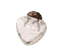 Arthur Cameron - Set of 6 Small 1" Crackle Glass Heart Baubles - Hand-Blown Christmas Baubles Perfect for Mini Christmas Tree Decorations & Rustic Xmas Decorations (Clear)