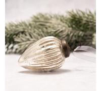 Arthur Cameron - Small 2" Crackle Glass Pinecone Ornaments - Hand-Blown Small Christmas Tree Decorations for Traditional Christmas Trees & Winter Wonderland Displays (Silver)
