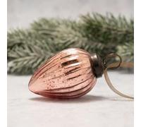 Arthur Cameron - Small 2" Crackle Glass Pinecone Ornaments - Hand-Blown Small Christmas Tree Decorations for Traditional Christmas Trees & Winter Wonderland Displays (Rose)