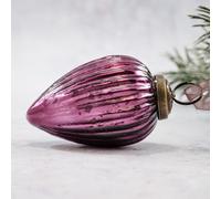 Arthur Cameron - Small 2" Crackle Glass Pinecone Ornaments - Hand-Blown Small Christmas Tree Decorations for Traditional Christmas Trees & Winter Wonderland Displays (Mulberry)