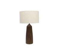 Arthur Cameron Tormarton Chocolate Brown Rustic Wooden Mango Wood Table Lamp with Linen Shade - A Warm Lighting Accent for Bedroom Décor or Use as a Stylish Living Room Lamp